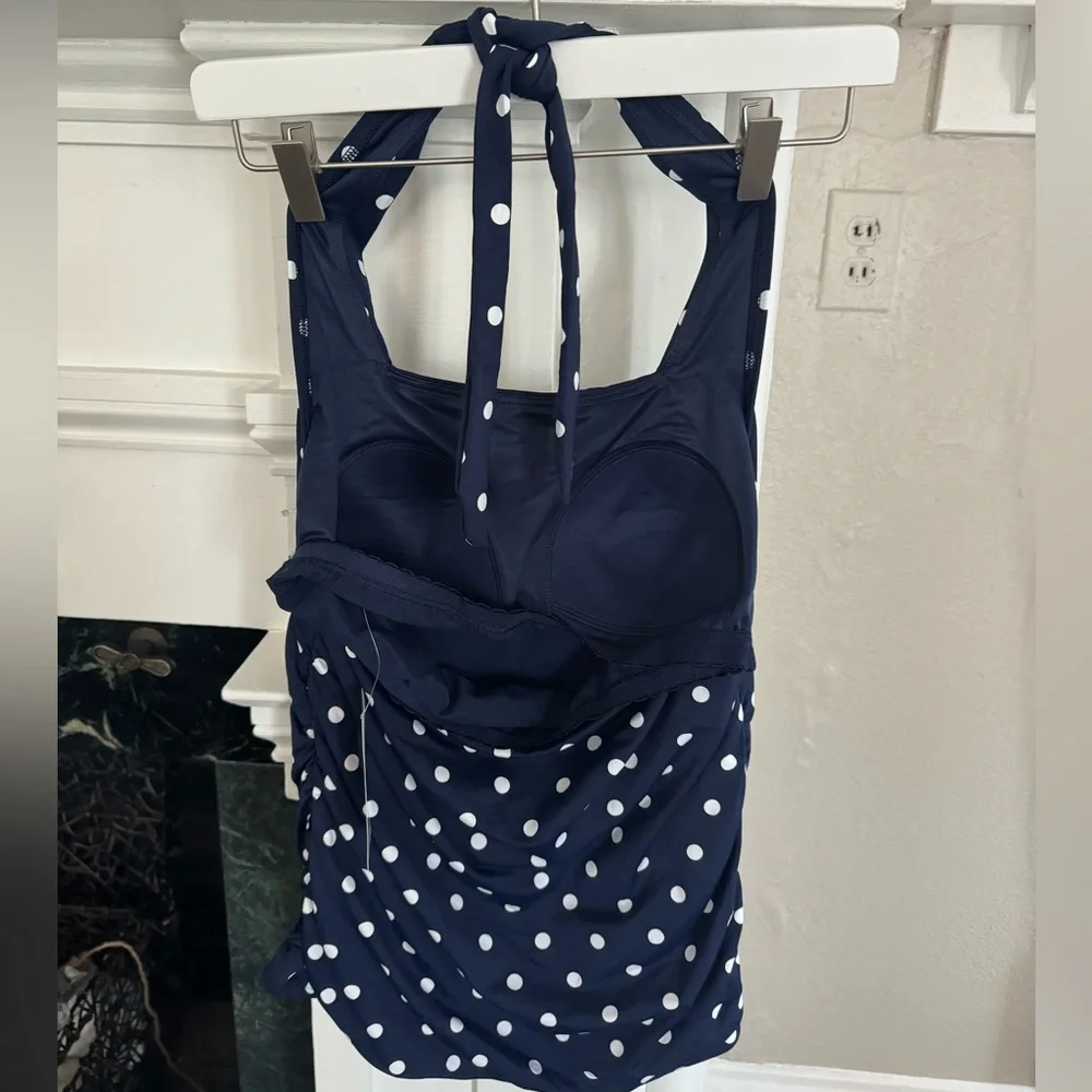 Lands end Halter tankini blue polka dot 2 piece - Picture 7 of 8